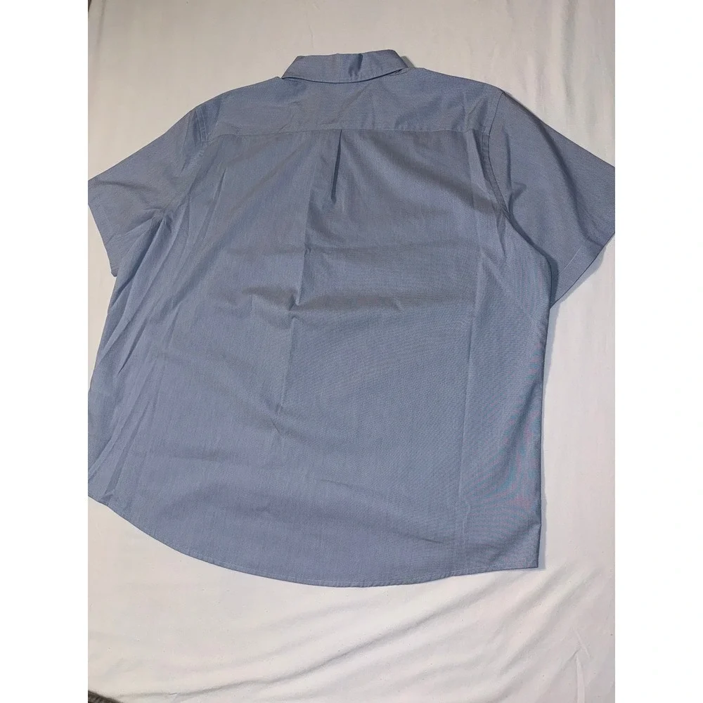 Dockers Mens 2XL Short Sleeve Button Down Shirt Blue No Wrinkle Classic Fit New - Picture 7 of 8